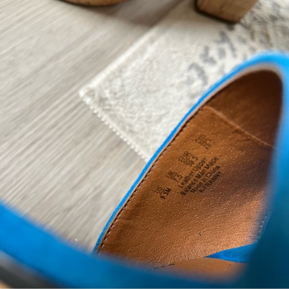 Anthropologie Franco Sarto Franny Platform Sandals‎ 9.5 Blue Cork Chunky Heels - Picture 11 of 11